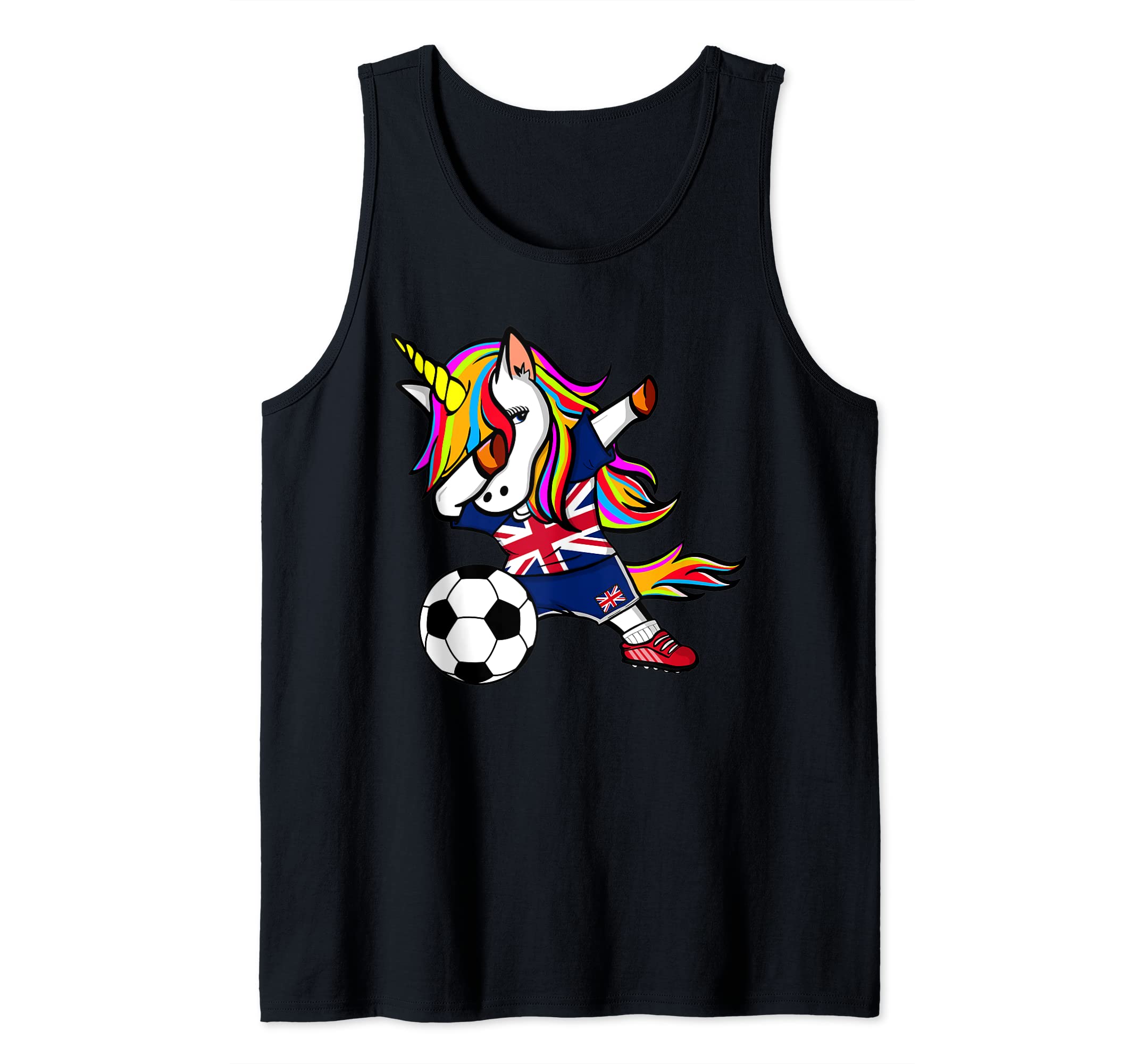 Dabbing Unicorn United Kingdom Football British Flag Soccer Tank Top