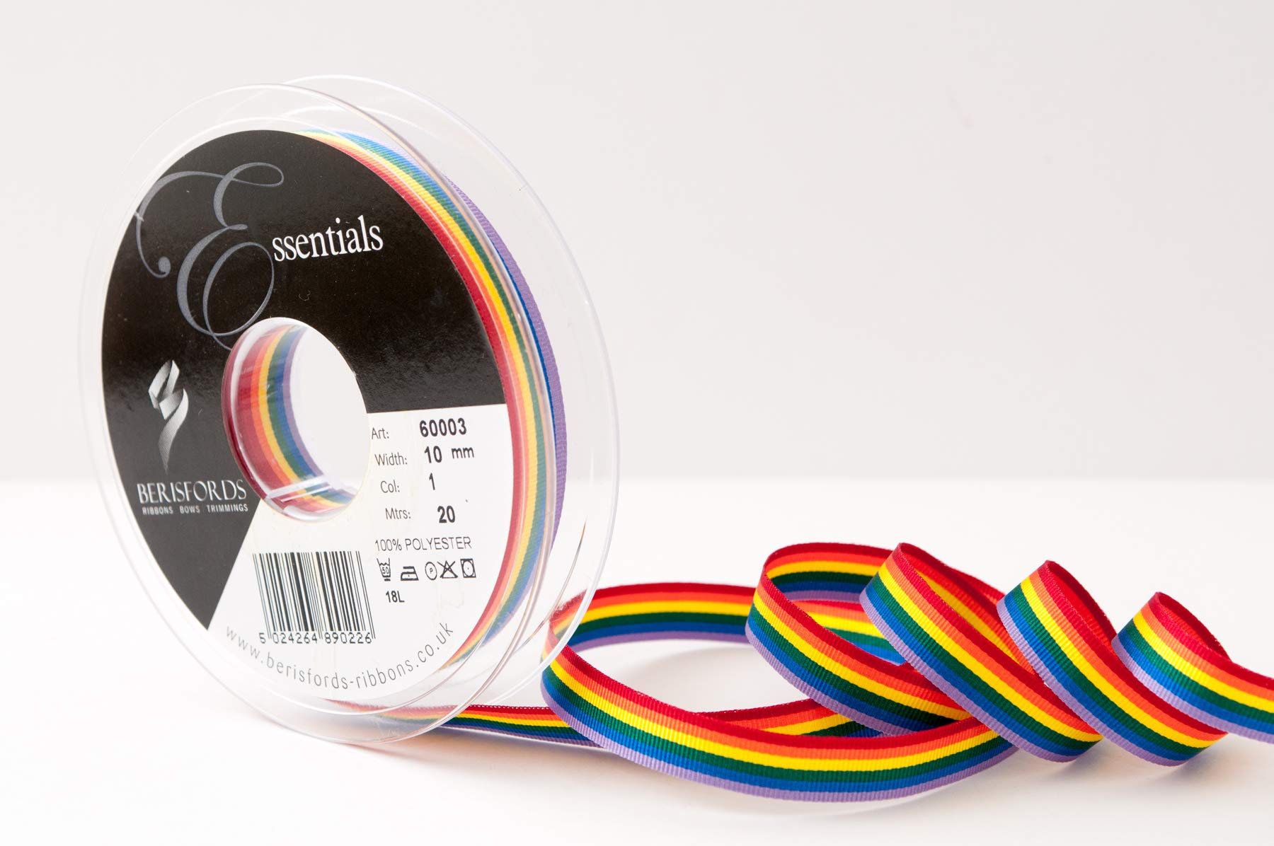 Berisfords Ribbon, Polyester, Rainbow, 10MM