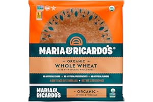 MARIA AND RICARDO'S Maria & Ricardo's Organic Whole Wheat Tortillas. (3 Pack) USDA Certified Organic, Non GMO PV, Vegan, Kosher. 8 Tortillas per Pack