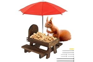Squirrel Picnic Table Feeder Squirrel Feeder for Outside Wood Squirrel Picnic Table Feeder with Umbrella Entertaining Squirre