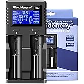 Gleedideneny 18650 Battery Charger, 2 Bay Universal Charger LCD Display for Rechargeable 3.7V 3.8V 3.2V 26650 20700 18650 183