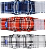 MICOOYO Belly Bands for Dogs Reusable Male 3 Pack Plaid Size S