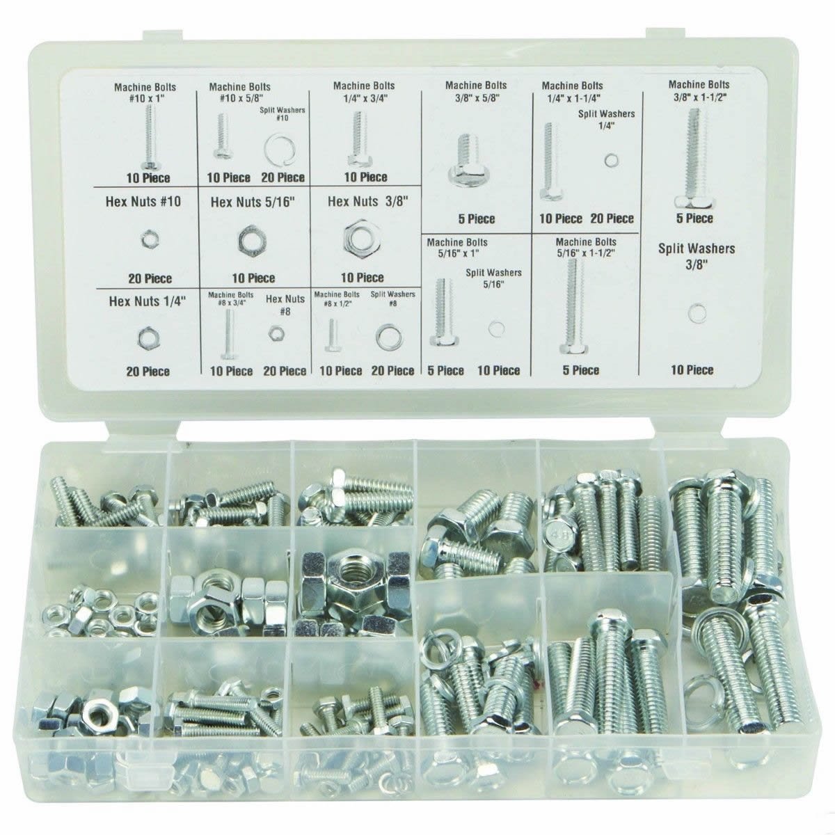 240 Pc Piece Sae Standard Size Nut And Bolt Screw Assortment Hardware