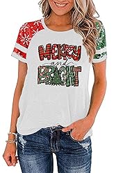 Ovazly Christmas Shirt for Women Raglan Sleeve
