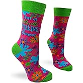 Fabdaz - I'm a Delicate F-cking Flower - Funny Saying Women's Novelty Crew Socks - 1 Pair, Fits Shoe Size 5-10