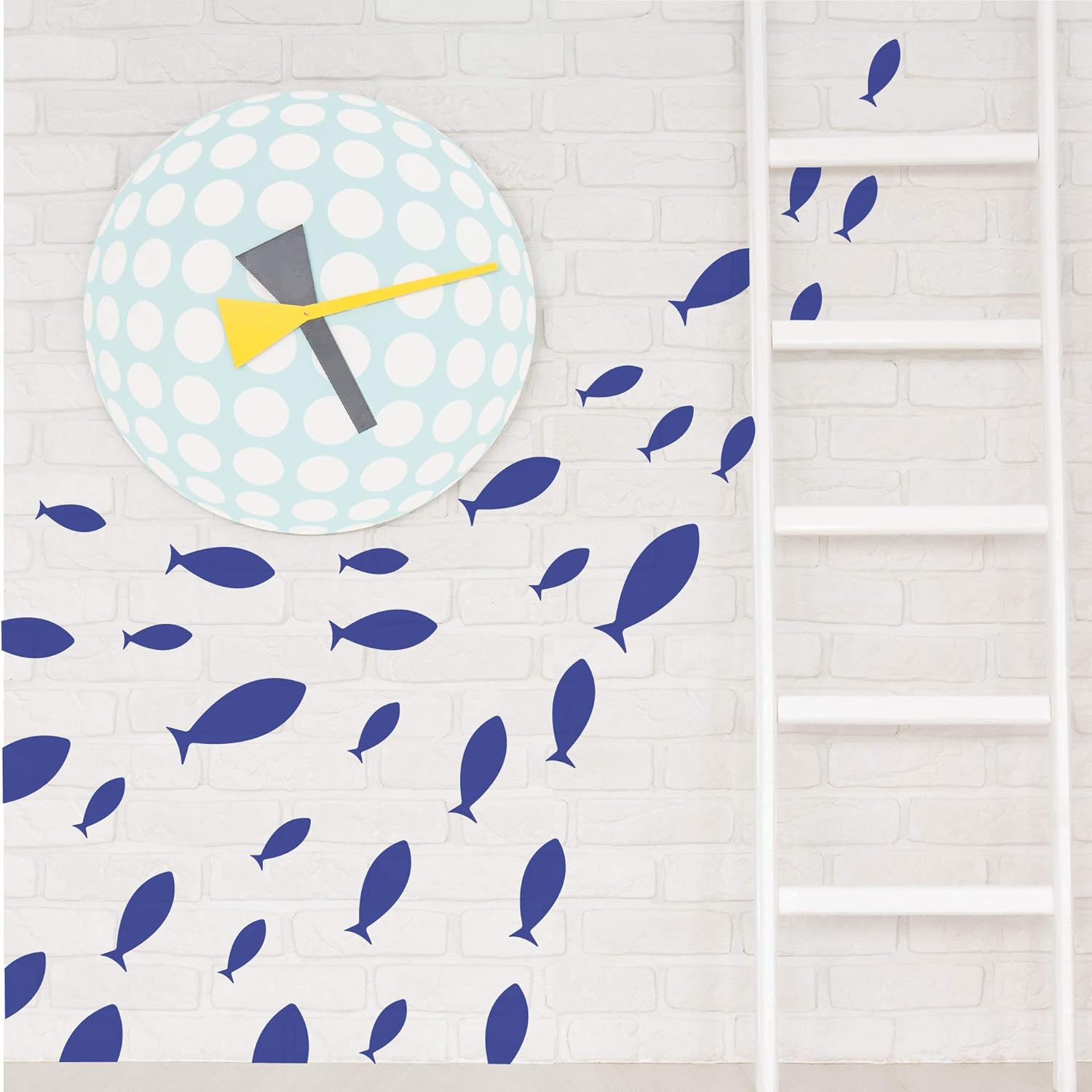 Ocean Fish Wall Decal- Under The Sea Vinyl Wall Stickers for Kids Room Bedroom Bathroom Nursery Decor-Dark Blue