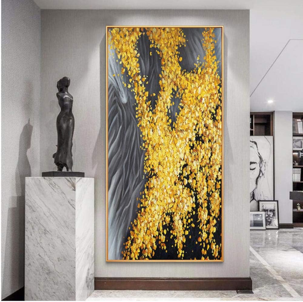 xtszlfj Lucky Feng Shui Pachira Modern Minimalist Painting Abstract Gold Light Luxury Living Room Decorative Painting Paintings Entrance 60x120cm Frameless