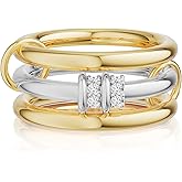 Affolace Stackable Rings for Women Non Tarnish, Dainty 14K Gold/Silver Plated CZ Rings Multi Chunky Ring Mixed Metal Stacking Rings Set Gold Jewelry for Women Gifts
