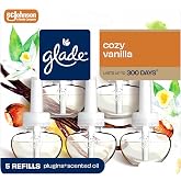 Glade PlugIns Air Freshener Refills, Cozy Vanilla, 5 Count | 0.67 fl oz Each, Includes 5 Refills, Scented and Essential Oils for Home and Bathroom Use, Fits Glade PlugIn Warmer