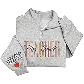 Giantbighands Embroidered Teacher Quarter Zip Sweatshirt – Gifts for Teacher, Custom Quarter Zip Pullover for Women Men