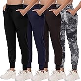4 Pack Joggers for Women - Sweatpants with Pockets Lightweight Comfy Yoga Pants for Workout Travel Lounge