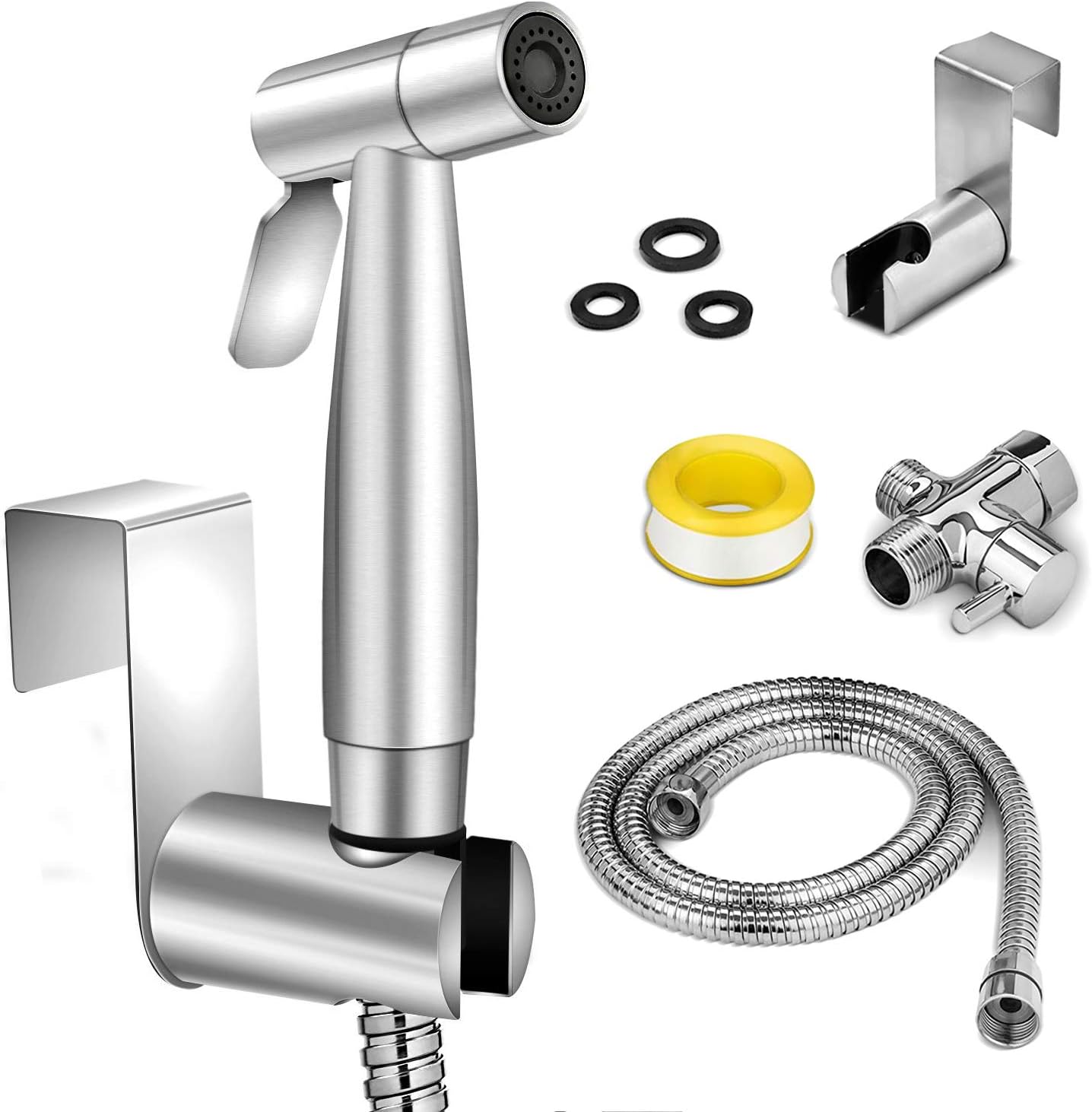 Somdar Toilet Hand Held Bidet Sprayer Kit, Adjustable Toilet Bidet Spray Attachment with Hose,Stainless Steel Cleaner and Shower Sprayer for Pet, Bathroom or Toilet