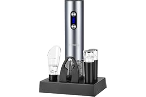 Yomety Electric Wine Opener With Base, Rechargeable Bottle Opener With 2-in-1 Aerator & Pourer, Foil Cutter, 2 Stoppers - Acc