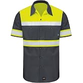 Red Kap Men's Hi-vis Ss Colorblock Ripstop Work Shirt-Type O, Class 1