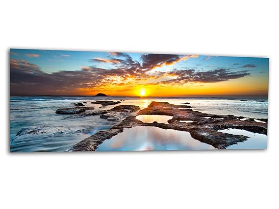 KD Dsign+ XXL Glasbild AG312500417 MURAL SONNE & HORIZONT 125 x 50 cm/WANDBILD Deco Glass/Handmade
