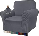 Granbest High Stretch Armchair Cover 1 Seater Gray Jacquard Sofa Slipcover
