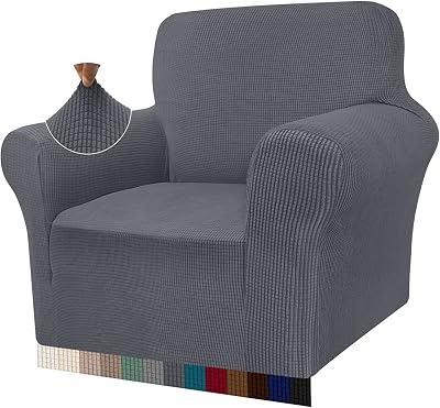 Granbest High Stretch Armchair Cover 1 Seater Gray Jacquard Sofa Slipcover