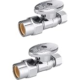 2Pcs EFIELD Straight Stop Valve,3/8"OD Comp X 1/2"CPVC Pipe(VALVE075-2) | 1/4 Turn Water Shutoff Valve, Chrome Plated Brass