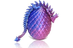 nezababy 3D Printed Dragon,3D Dragon Eggs with Dragon Inside,Crystal Dragon Fidget Toy for Adult,Full Articulated Dragon Decoration for Gift (Purple)