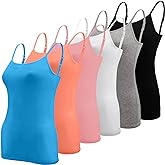 BQTQ 6 Pcs Women's Camisole Tops Undershirts Adjustable Spaghetti Strap Tank Top