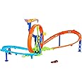Hot Wheels Toy Car Track Set, Launch and Loop Playset & 1:64 Scale Die-Cast Vehicle, Crash Area on Figure 8 Track with Loop-Kicker Booster