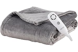 Berkshire Blanket Heated Throw – Reversible Loftmink Velvety Fleece Electric Blanket, 5 Heat Settings & Auto Shut-Off, Ultra-Cozy for Couch, Bed & Office, 50" x 60", Nimbus Grey