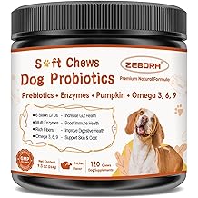 Probiotics for Dogs, Dog Probiotics for Digestive Health, Plus Pumpkin and Fish Oil, for Gut &amp; Itchy, 120 Soft Chews