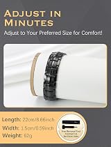 Jeracol Magnetic Bracelet Men Titanium Steel Double Row 44 Magnets Gift Box view 4