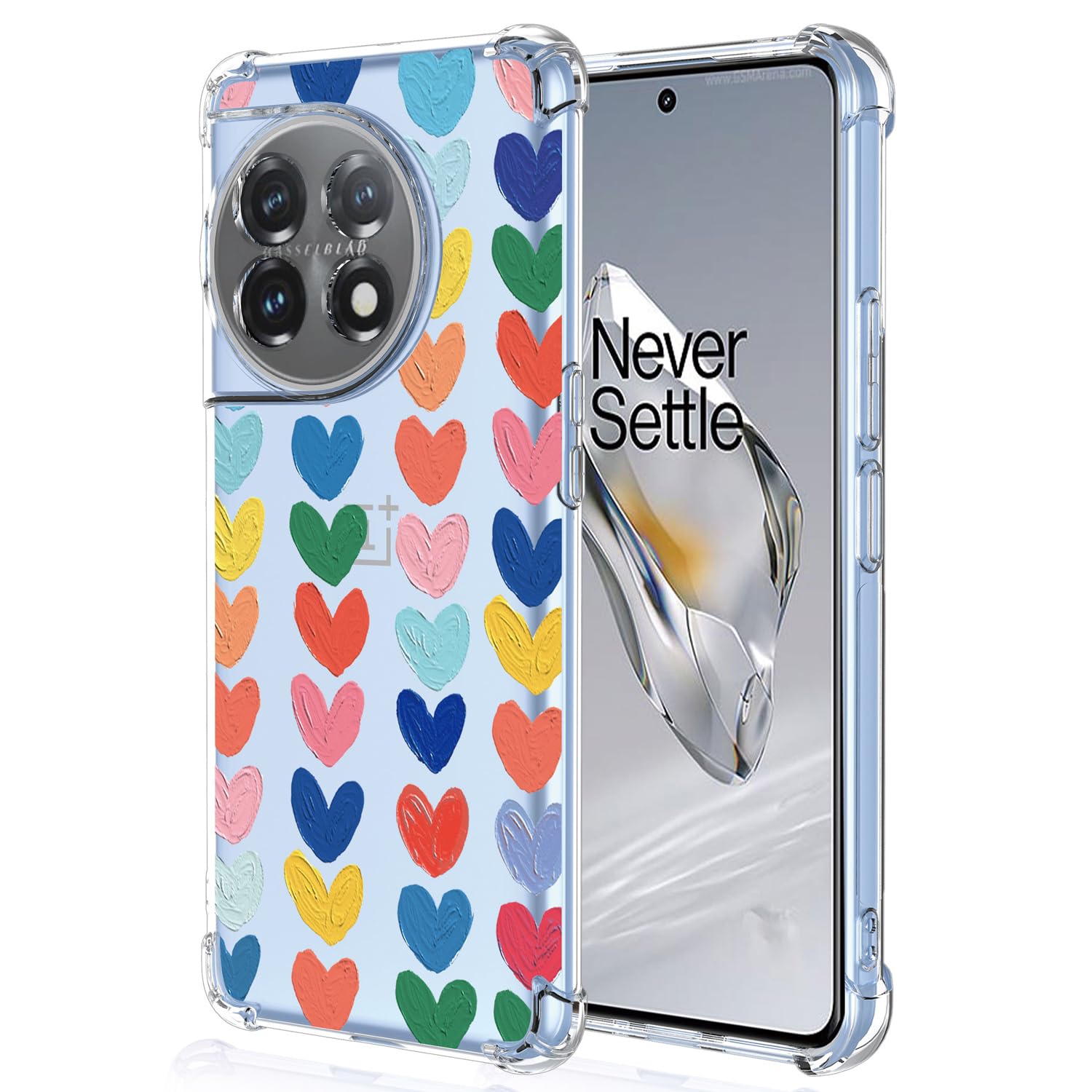 XINYEXIN Clear Case for OnePlus 12 Women Love Pattern Design Slim Shockproof Transparent Soft TPU Bumper Case Protective Cover - Love — image 1