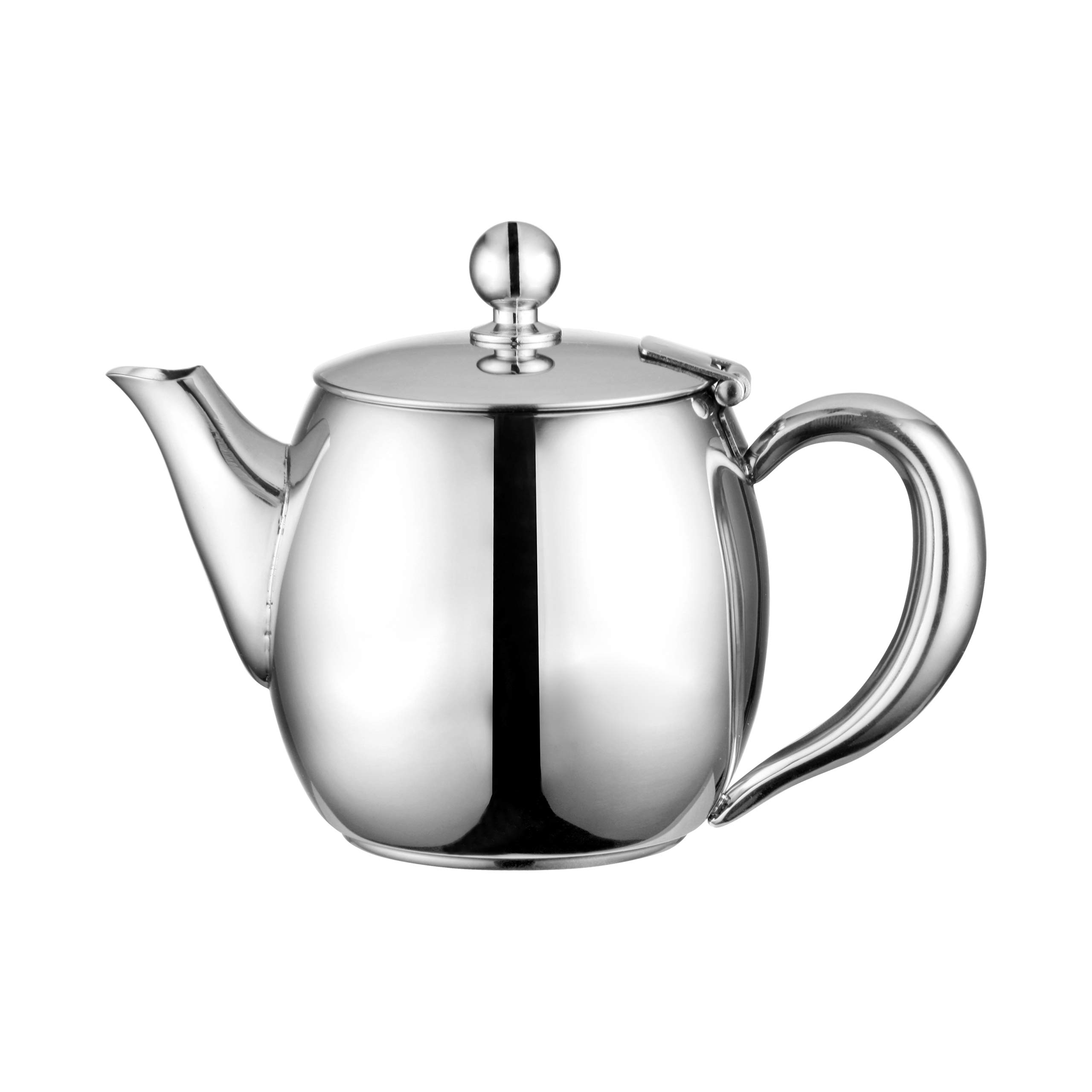 Café Olé Buxton Teapot, 35oz (990ml) 18/10 Stainless Steel Tea Pot with Stay-Cool Handles, Spill-Free Spout, Mirror Polished Finish, High Gloss Polish