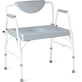 Medline Bariatric Drop-Arm Commode - Heavy Duty Steel Toilet Chair for Disabled and Elderly, 1,000 lb. Weight Capacity