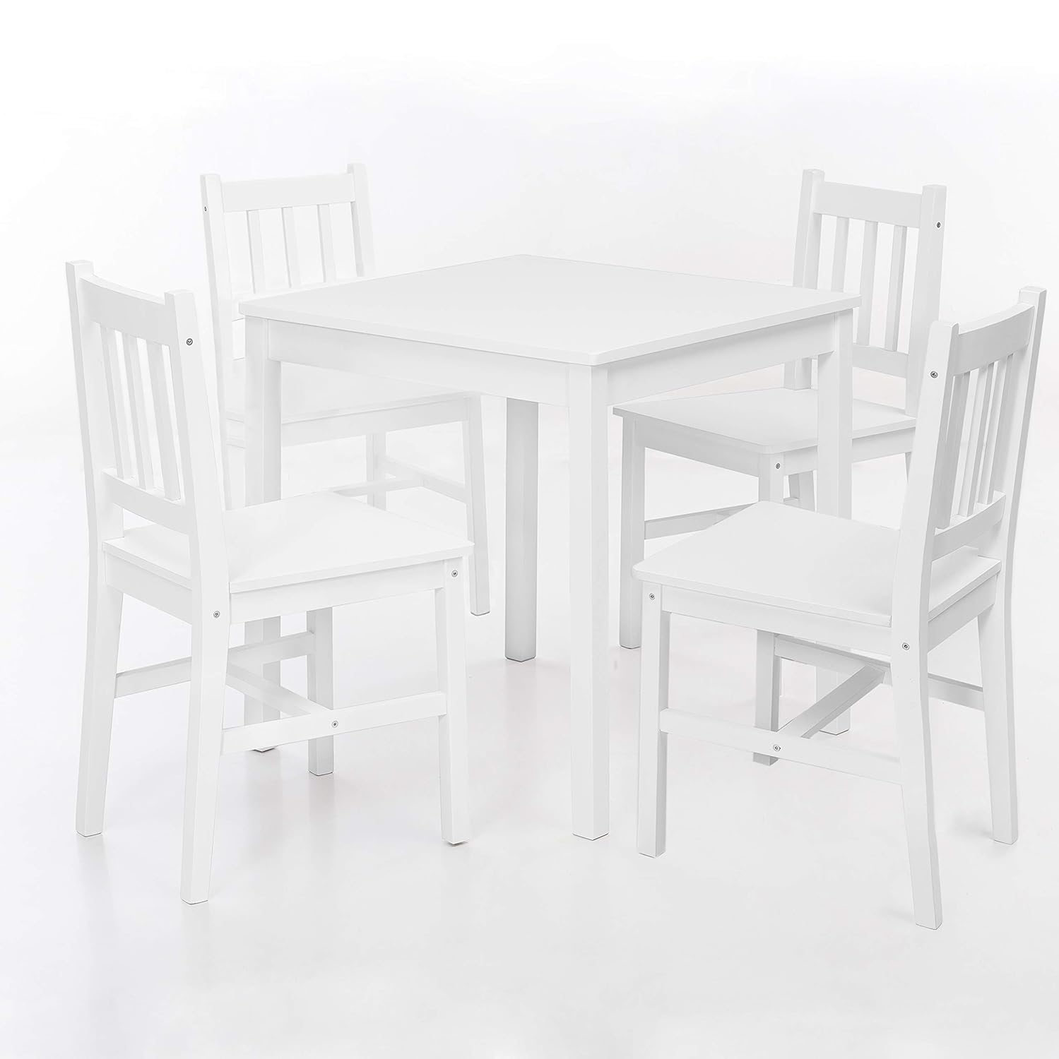 FineBuy Esszimmer-Set Emilio 5 teilig Kiefer-Holz Weiß Landhaus-Stil 70