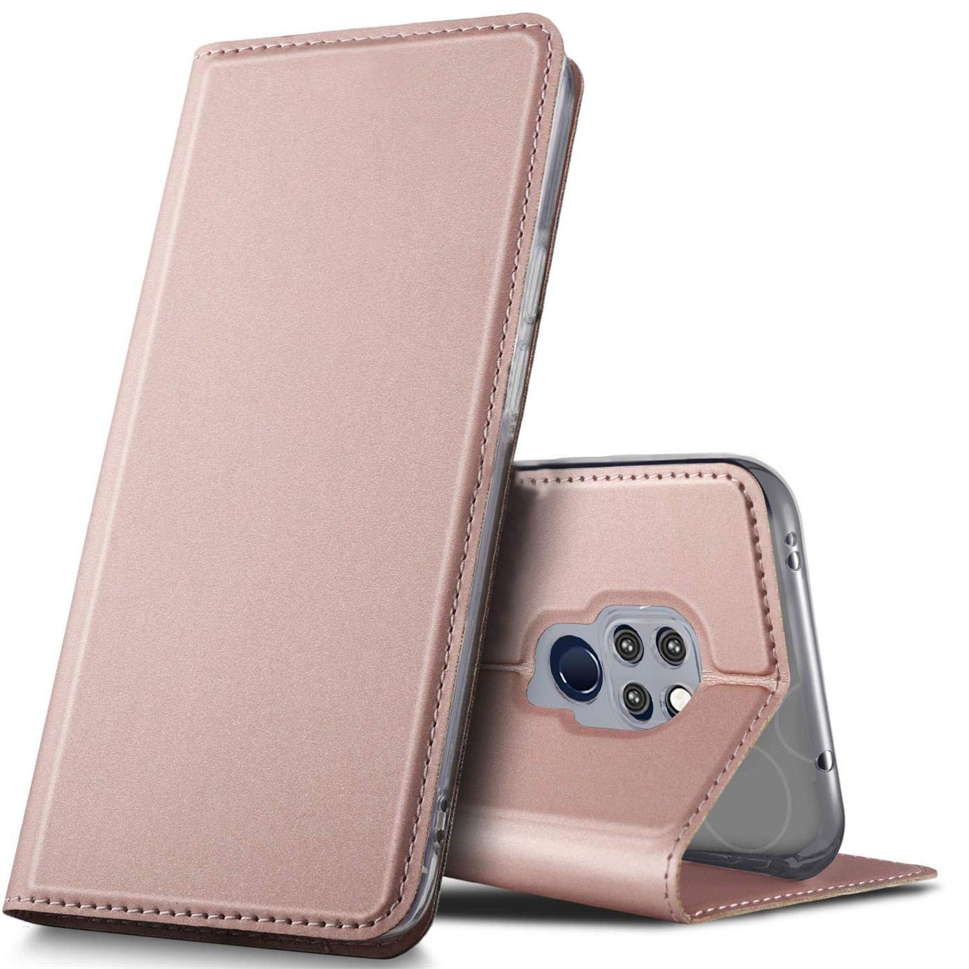 Verco Case compatible with Huawei Mate 20, Flip Wallet Cover with Magnetic Closure for Mate 20 Phone Case - rose gold
