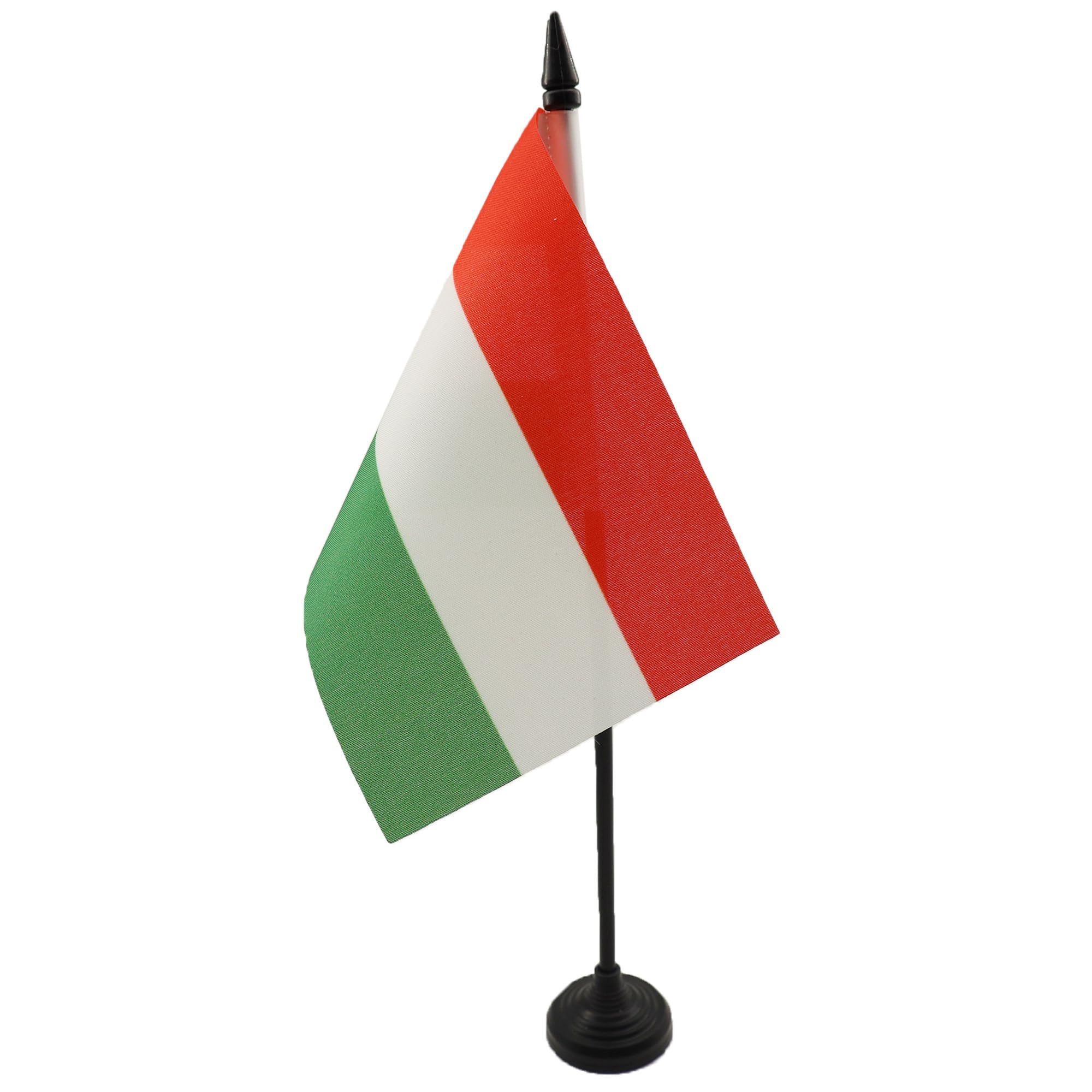 AZ FLAG - Hungary Table Flag 4'' x 6'' - Hungarian Office Mini Banner 100% Polyester 15 x 10 cm - Mini Desk Flag with 10'' Pole and Black Plastic Base
