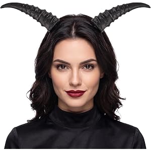MOSTORY Gothic Devil Horns Headband for Halloween Costume Party Adult | Demonic Horn Hairband for Devilish Cosplay Renaisssan