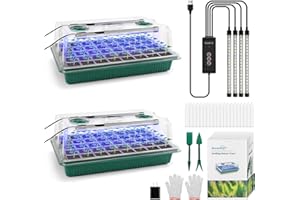 BlumWay Seed Starter Tray with Grow Light,2 Pack 80 Cells Seedling Tray Kit with Humidity Dome/Indoor Plant Starter Kit, Adjustable Brightness Plant Germination Trays