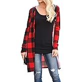 Dressmine Womens Long Cardigan Open Front Buffalo Plaid Shirt Knitted Coat Outwear Maxi Sweater Trendy 2025 Tops