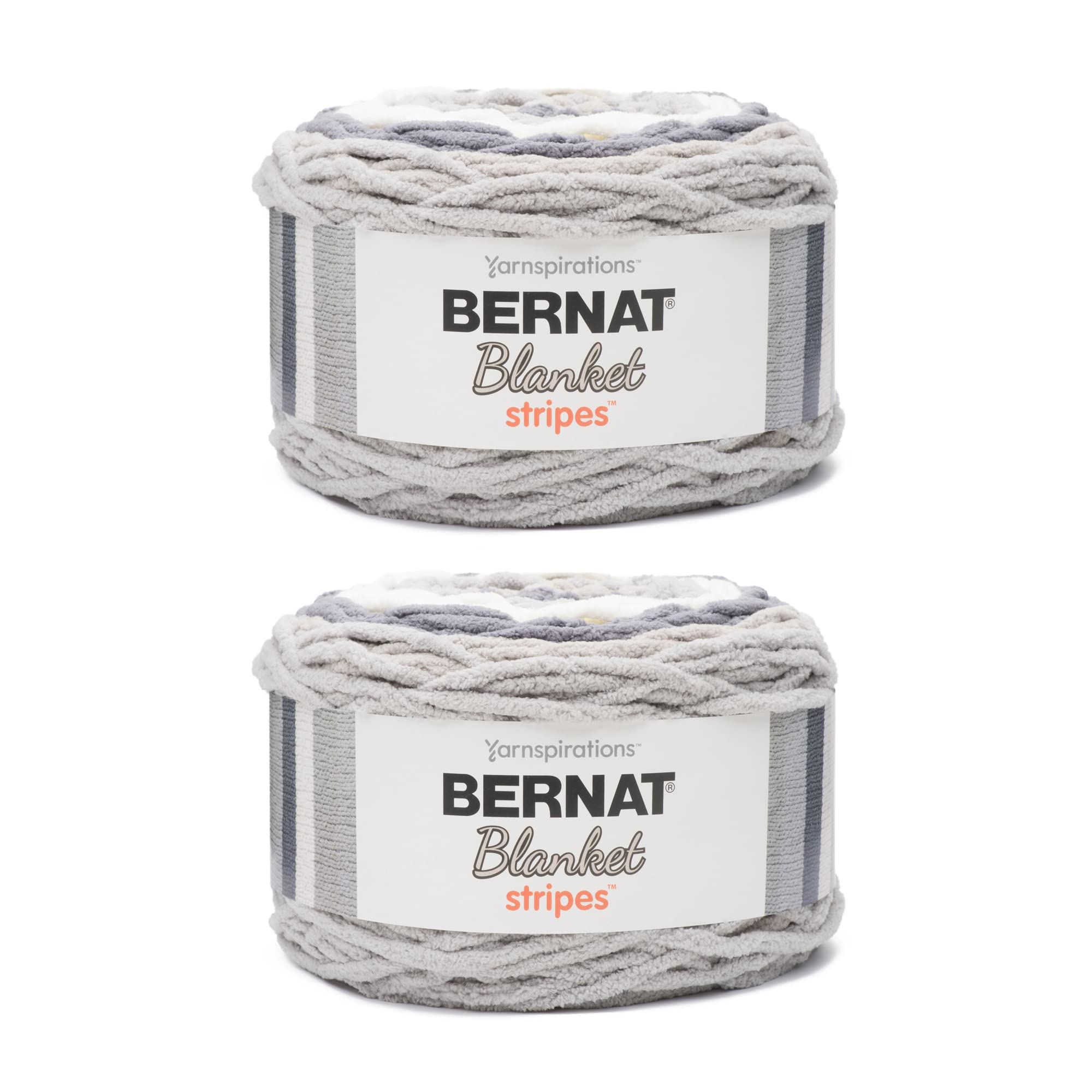 Bernat Blanket Stripes Gray Matters Yarn - 2 Pack of 300g/10.5oz - Polyester - 6 Super Bulky - 220 Yards - Knitting, Crocheting & Crafts, Chunky Chenille Yarn