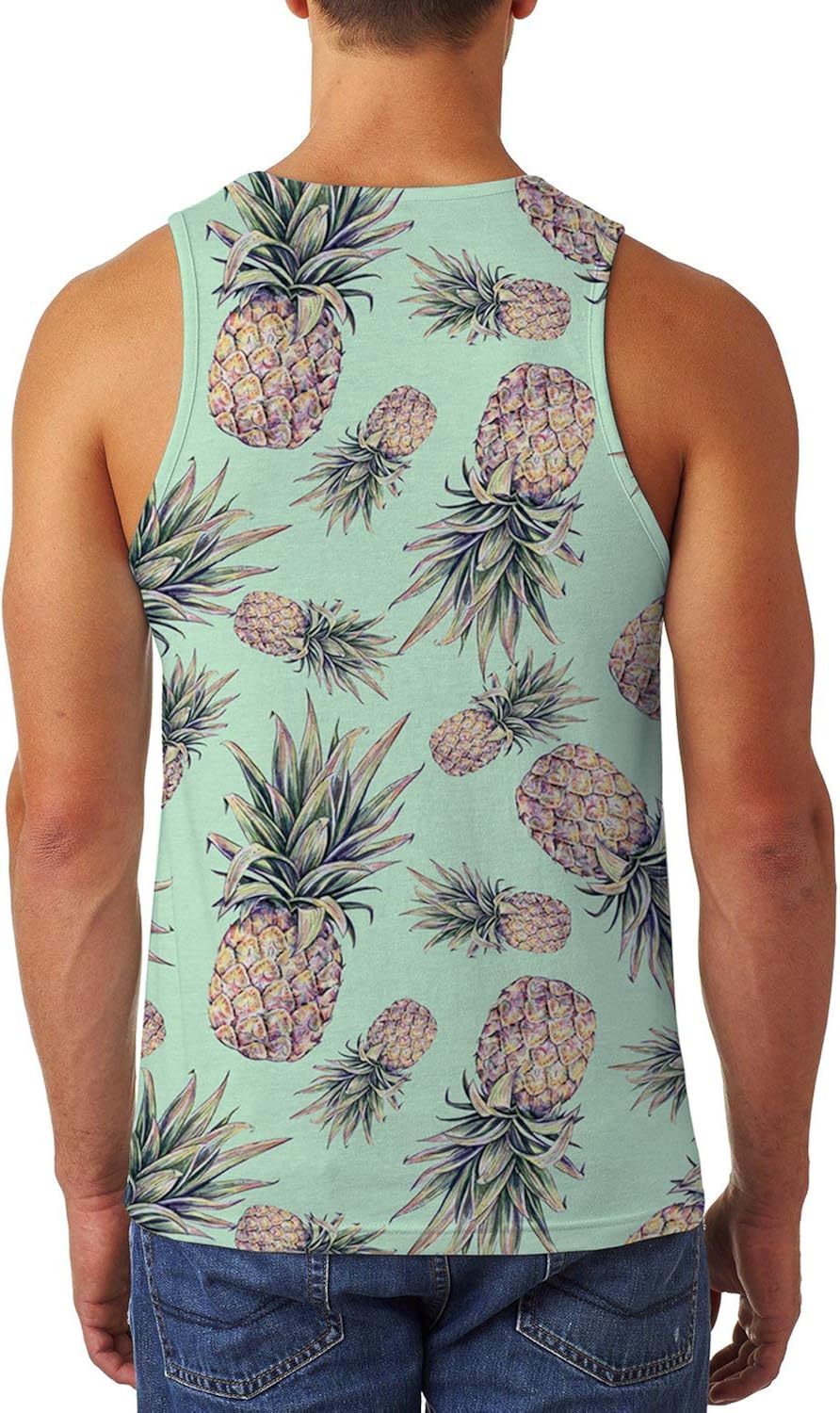 uideazone Mens Tank Top Casual 3D Printed Gym Workout Tanks Cool Sleeveless Graphic T-Shirts: Clothing