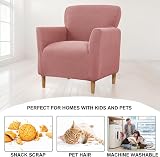 LiveGo Stretch Banquet Armchair Slipcover Pink, Non-Slip Waterproof Knit Chair view 2