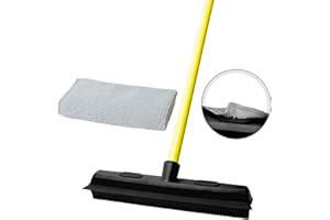 FURemover Original Indoor Pet Hair Rubber Broom with Carpet Rake, Squeegee and Washcloth