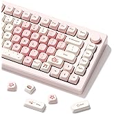 XVX Pink Cute PBT Keycaps-MOA Keycap, Sakura Love keycap Custom Keyboard Keycaps 60 65 75 100 Percent, 5 Side Dye Sublimation Keycap, 143 Keys Keycap Set for Cherry Gateron MX Switches Keyboards