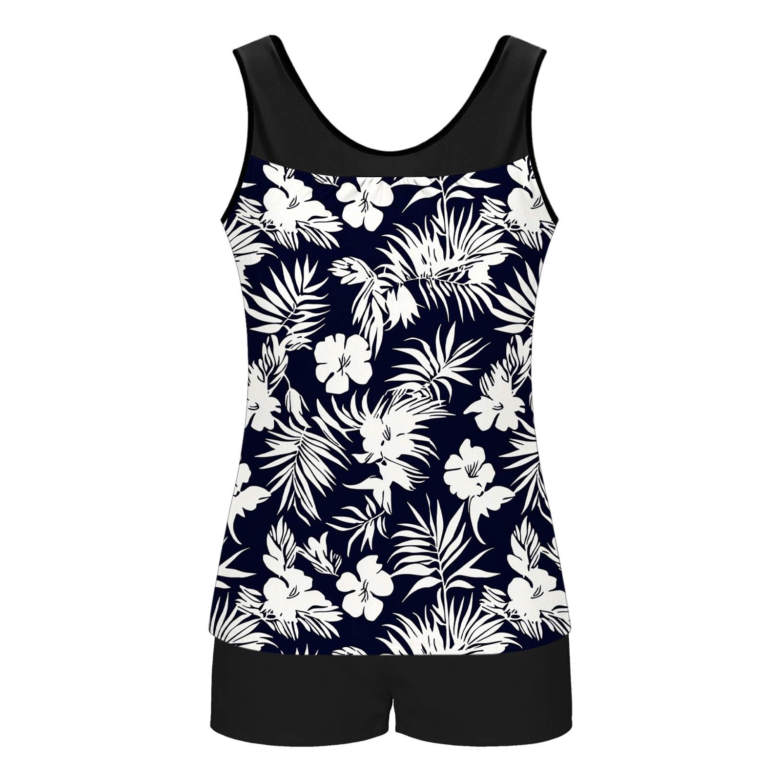 Floral Tankini Swimsuits for Women Tummy Control Bathing Suits with Shorts Two Piece Summer Vacation Beach Swimsuits