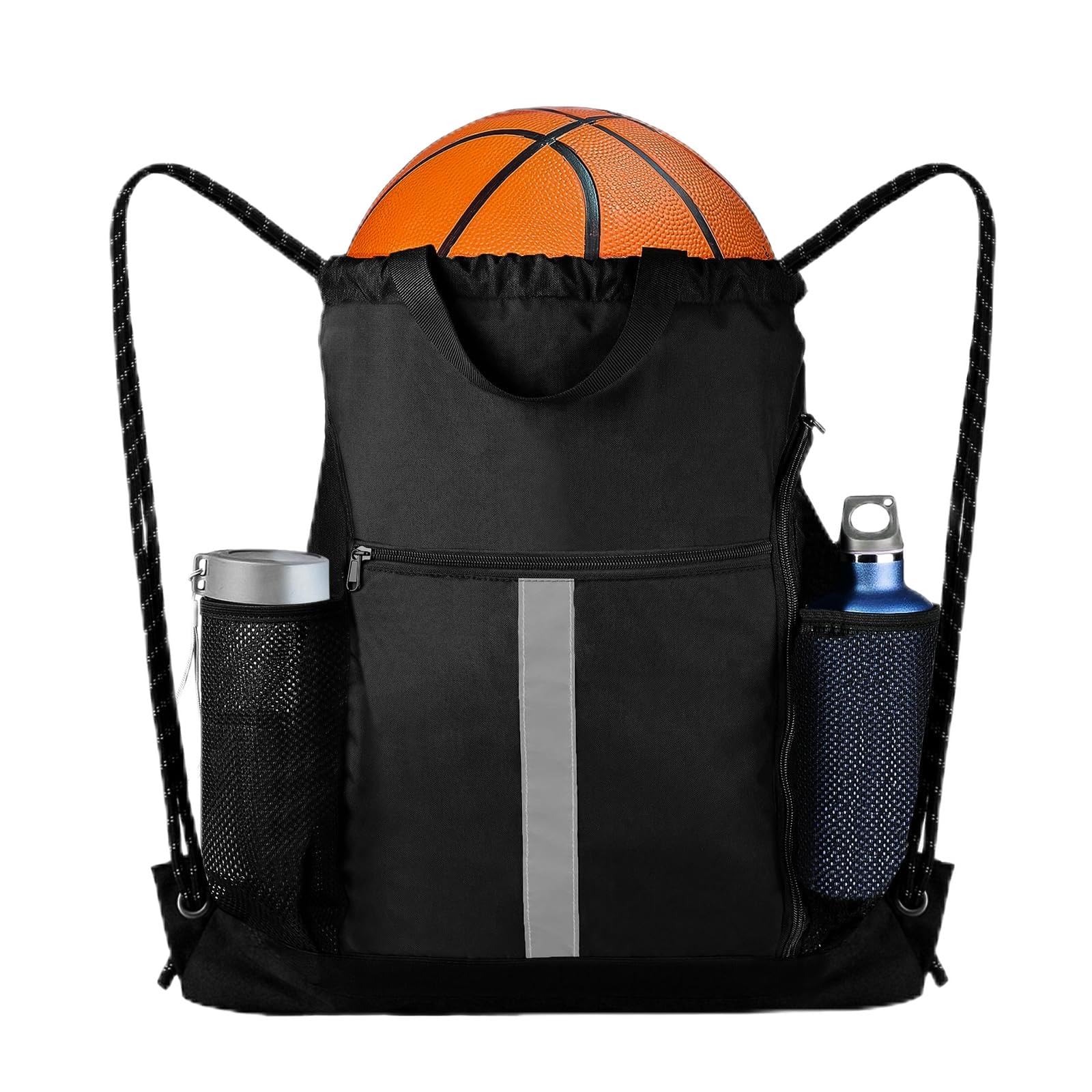 Gym Bag, Sports Bag, Sports Backpack with Drawstring, Sports Backpack Men, Gym Bag, Black, Basketball Backpack with Inner Pocket, Gym Backpack, Football Backpack for Fitness, Basketball, Travel