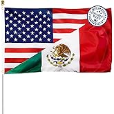 XIFAN Double Sided American Mexican Flag, Vibrant Print USA Mexico Friendship Combination 3x5 FT Indoor Outdoor Banner
