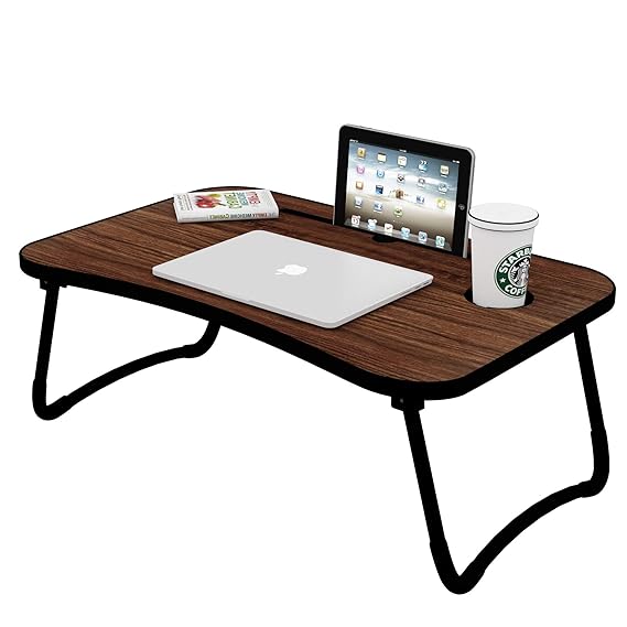 Callas Multipurpose Foldable Laptop Table with Cup Holder, Study Table, Bed Table, Breakfast