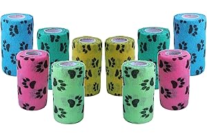 Prairie Horse Supply 3 Inch Vet Wrap Tape Bulk (Paw Prints Variety) (Pack of 12) Self Adhesive Adherent Adhering Flex Bandage Grip Roll for Dog Cat Pet
