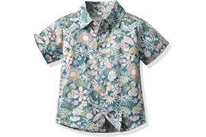 Sanqidu Toddler Baby Boy Floral Button Down Shirts Hawaiian Tropical Short Sleeve Tops Aloha Holiday Beach Wear Clothing