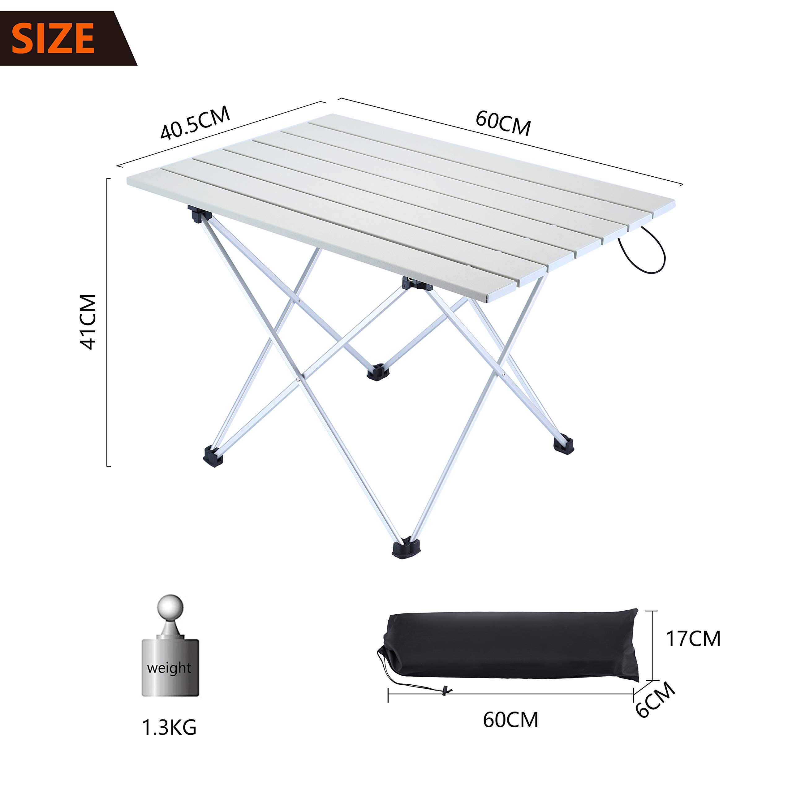 Movaty Portable Camping Table Foldable Outdoor table Lightweight Roll Up Aluminum for Indoor and Outdoor Desk with Carry Bag for Picnic, BBQ, Fishing,Hiking and Travel,Easy to Clean