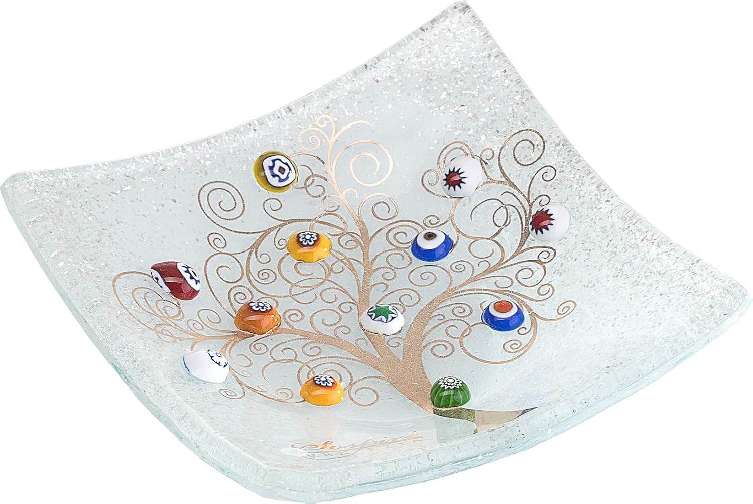 Sospiri Venezia Murano Glass Decorative Dish, Handcrafted Decorative Bowls for Home Decor Centerpiece Tray, Key Bowl